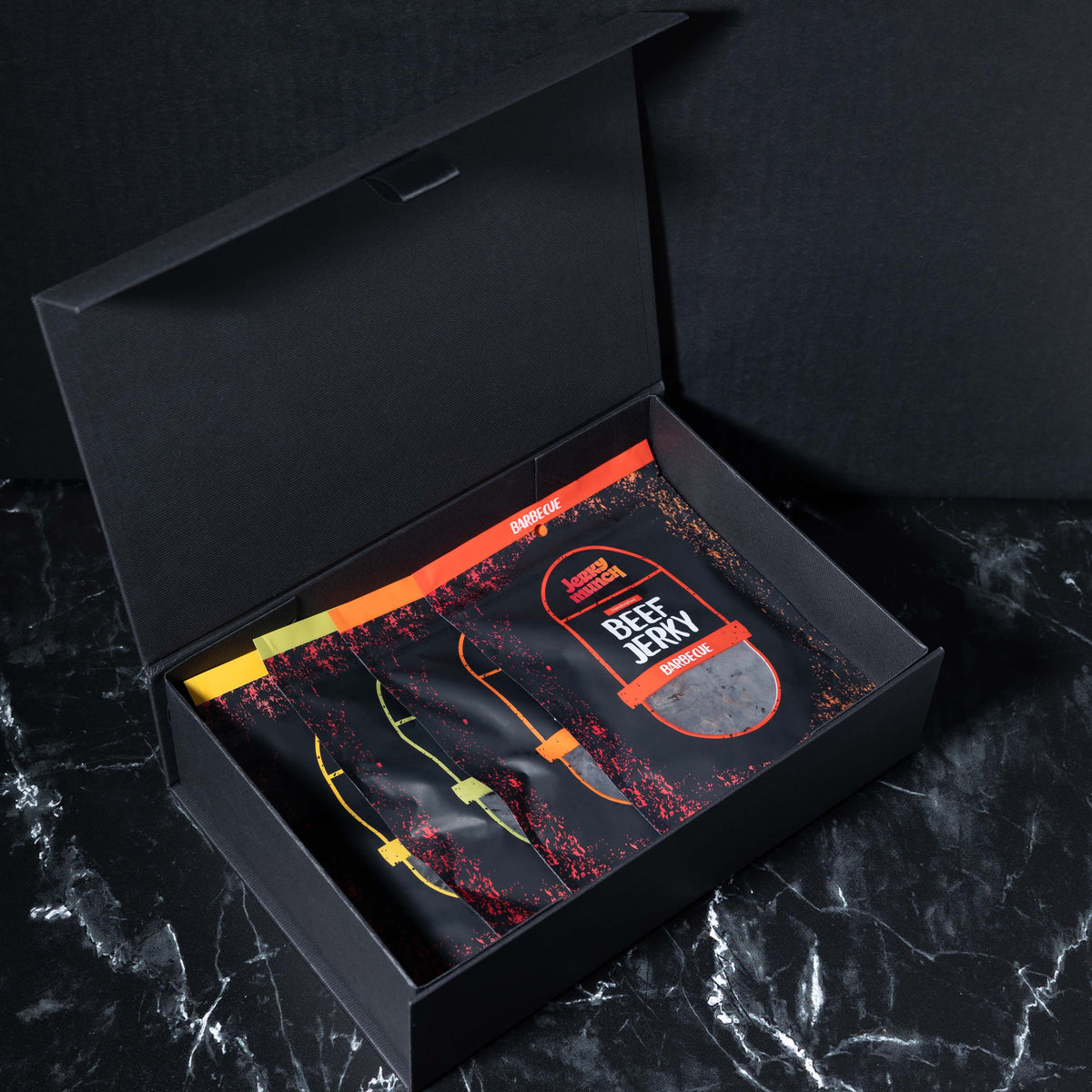 Jerky Munch kosher beef jerky gift box with bags of jerky