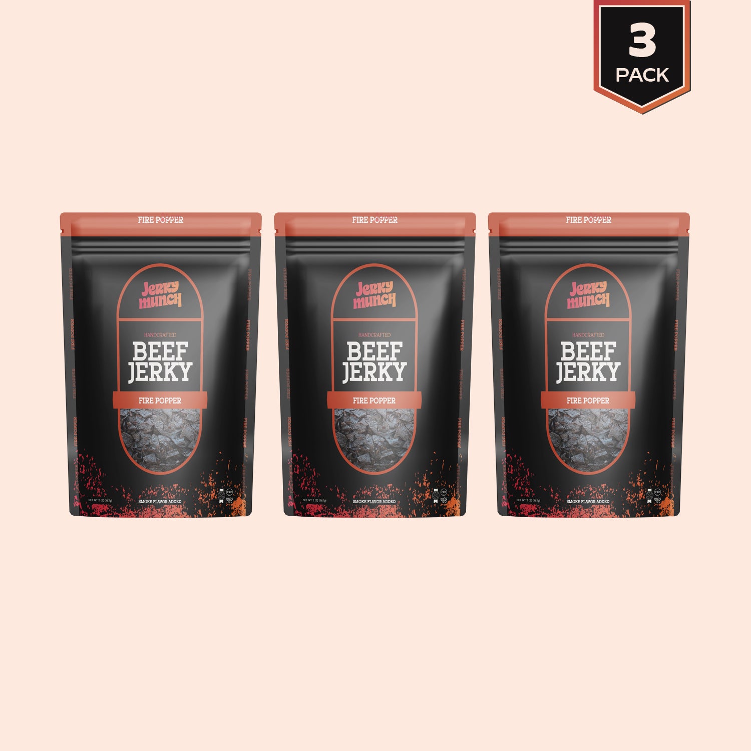Jerky Munch Kosher Beef Jerky - Fire Popper Flavor