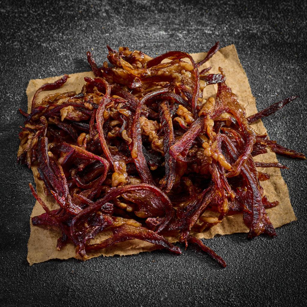 Jerky Munch kosher beef jerky Fatty Ends, 1 lb bag of tender fatty end pieces