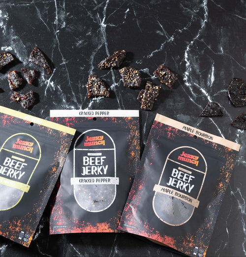 Jerky Munch kosher beef jerky bags in assorted flavors