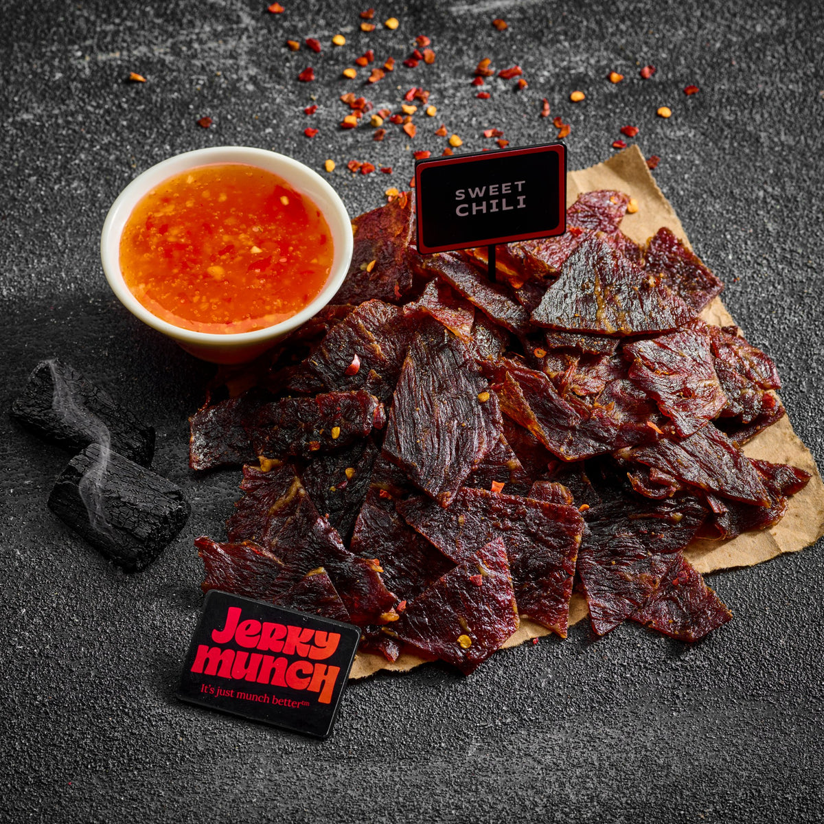 Jerky Munch kosher beef jerky, Sweet Chili flavor